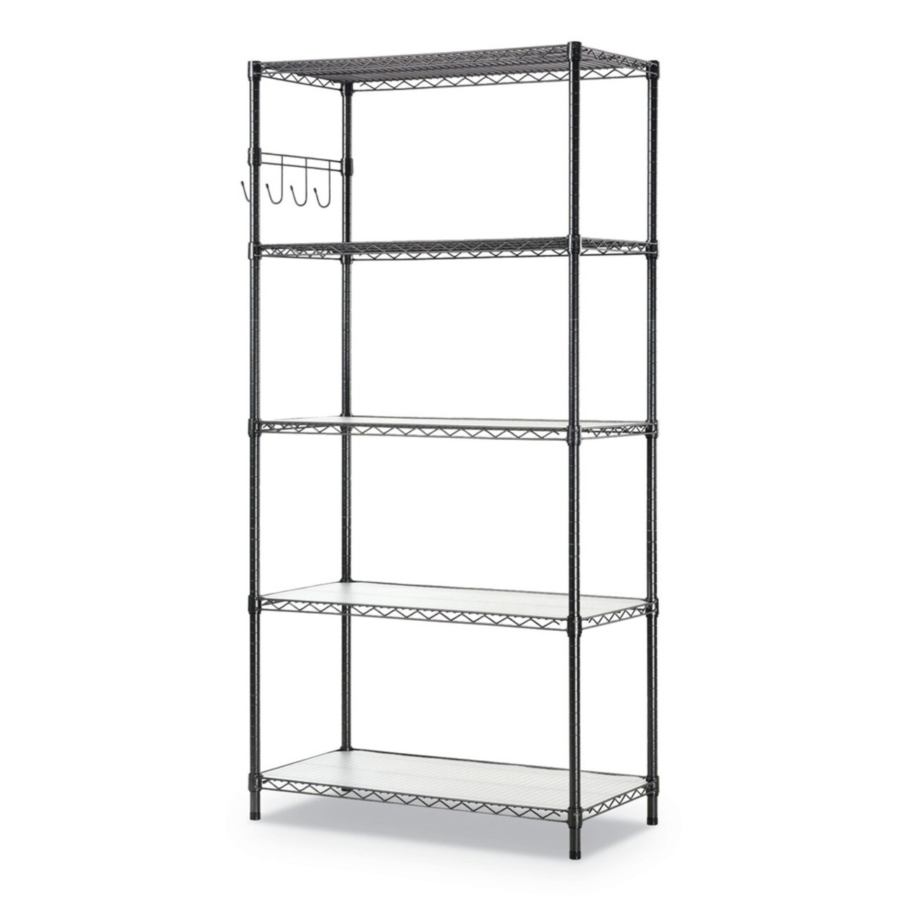 Alera 36 in. x 18 in. x 72 in. 5-Shelf Wire Shelving Kit with Casters and Shelf Liners - Black Anthracite